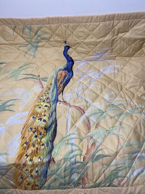 William Sonoma Home Painted Peacock Quilted Euro Sham