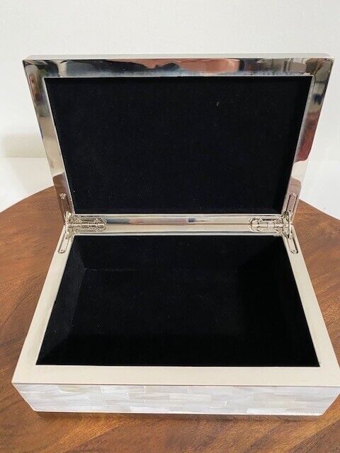 Pottery Barn Silver Framed Morrie Bone Decorative Box