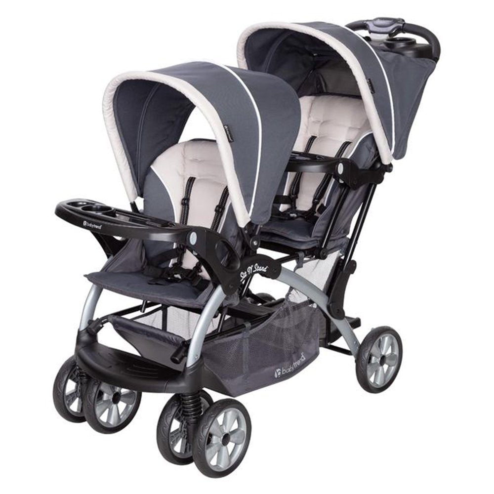 Sit N Stand Travel Double Stroller W/ Single Car Seat, Magnolia