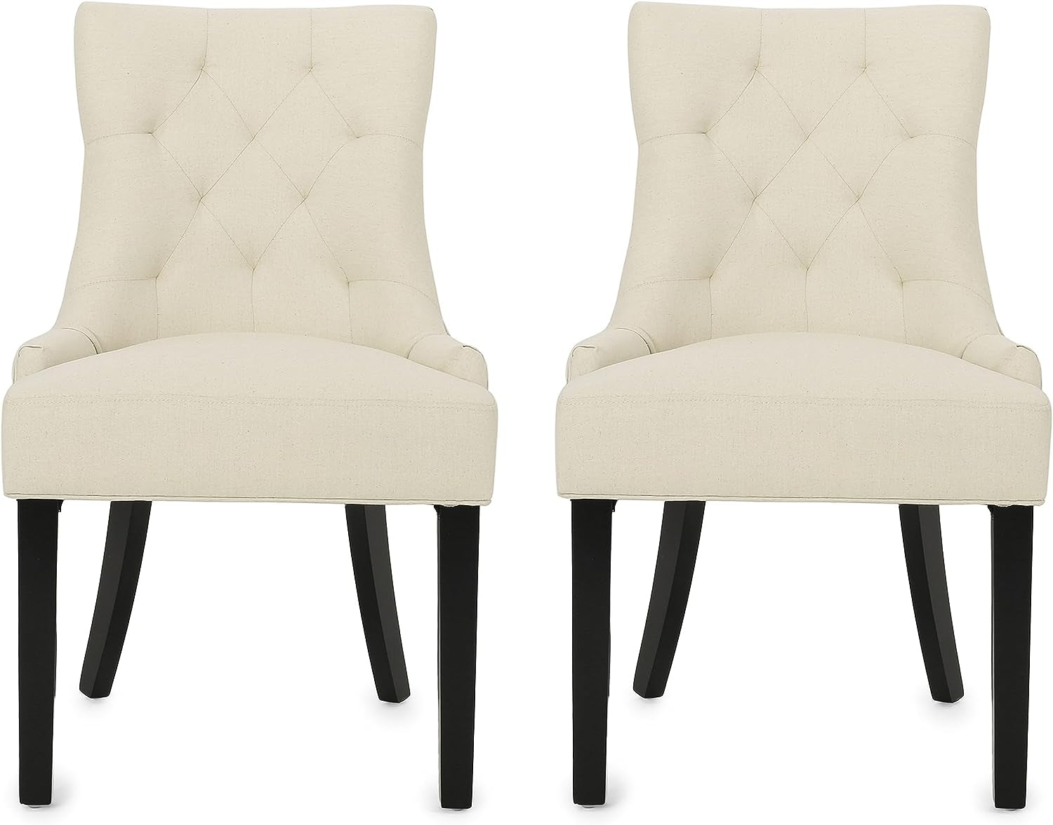 Hayden Tufted Fabric Dining / Accent Chairs, 2-Pcs Set, Beige