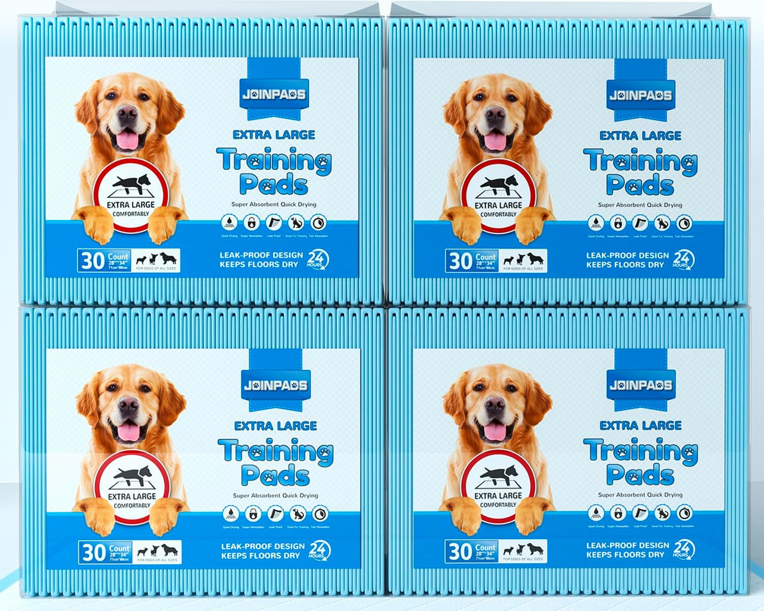 Extra Large Dog Pee Pads Puppy Pads XL, Thicker Design for Super Absorbent and Leak Proof Dog Pads, Disposable Potty Training Pads for Dogs, 28X34 Inches(120-Count, Blue)