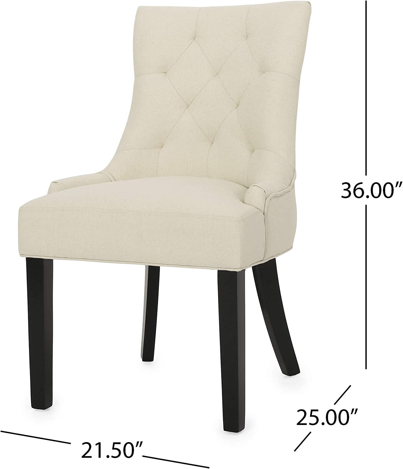 Hayden Tufted Fabric Dining / Accent Chairs, 2-Pcs Set, Beige