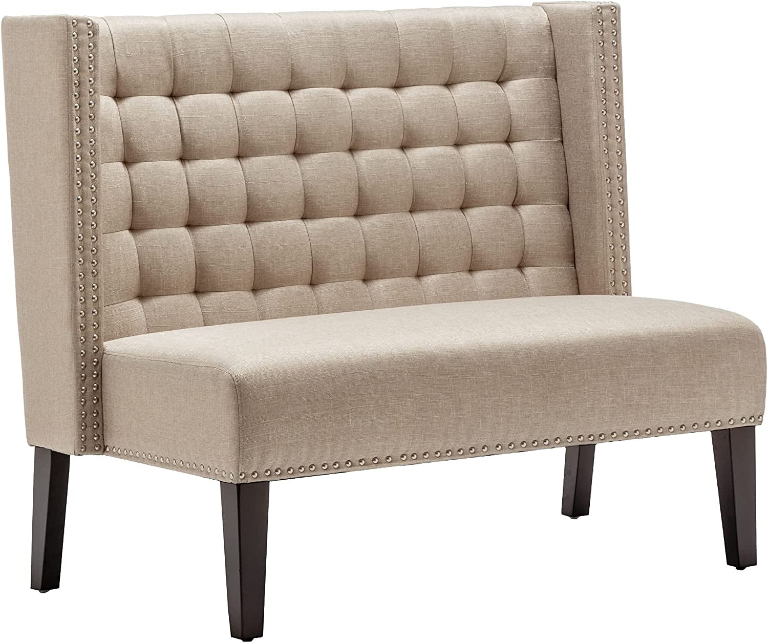 Modern Tufted Button Back Upholstered Loveseat for Dining Room Hallway or Entryway Seating (Putty 1)