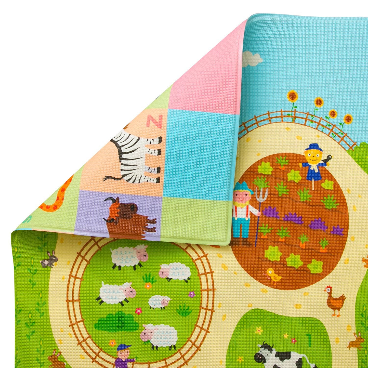 Play Mat - Playful Collection (Busy Farm, Medium) - Play Mat for Infants – Non-Toxic Baby Mat – Cushioned Baby Mat Waterproof Playmat – Reversible Double-Sided Kindergarten Mat